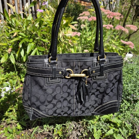 Black Coach Signature Tote Bag - Picture 1 of 13